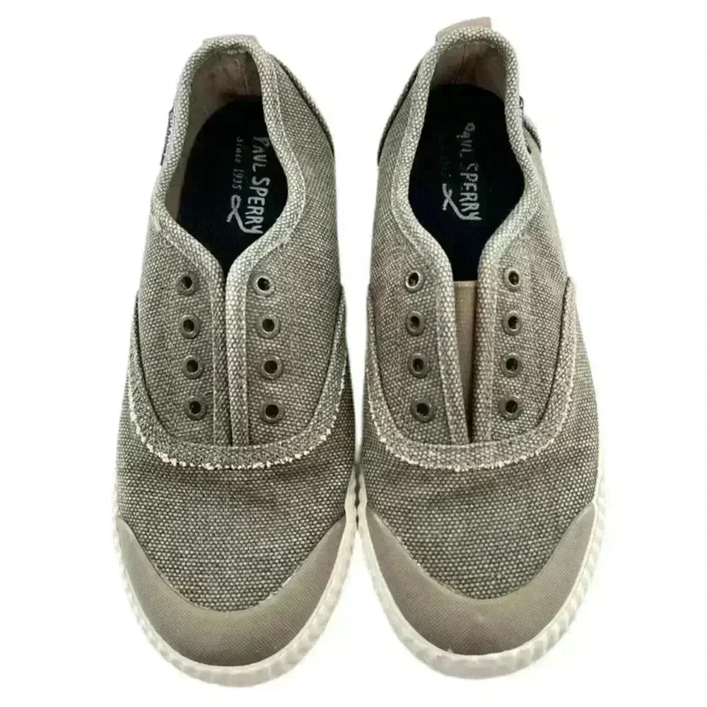 Paul Sperry topsider womens sneakers size 6 green canvas lace less slip ons